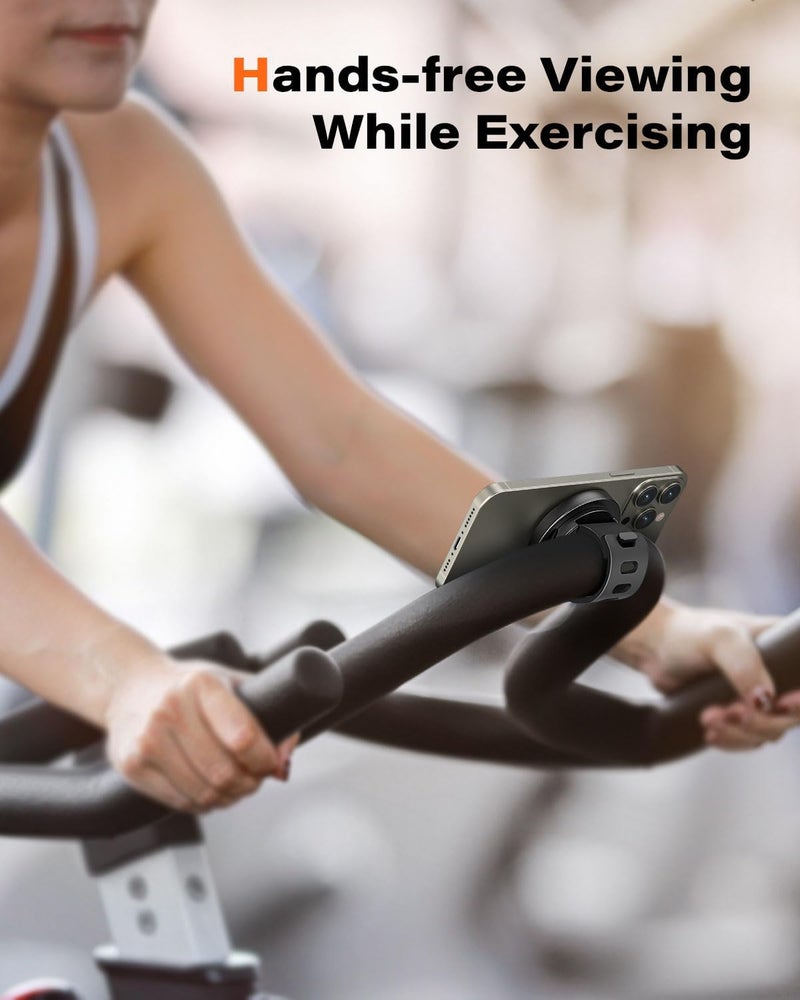 A2C Gym Fitness Phone Mount for MagSafe - 17 N54 Strong Magnets Stable and Secure Phone Mount with Adjustable Strap, 3-in-1 Mount for Gym Equipment, Stroller, Treadmill, Peloton Exercise Bikes - Image 2
